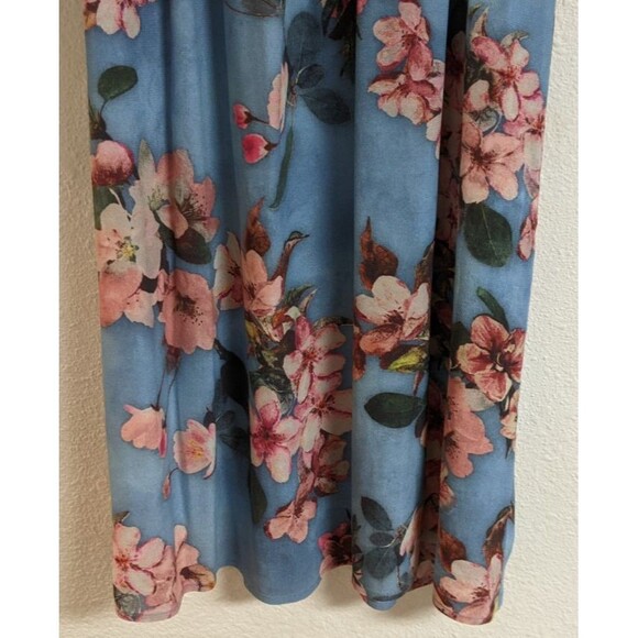 Women's KAREN KANE Blue Floral Fresco Cold Shoulder Viscose Dress Medium - Picture 5 of 7
